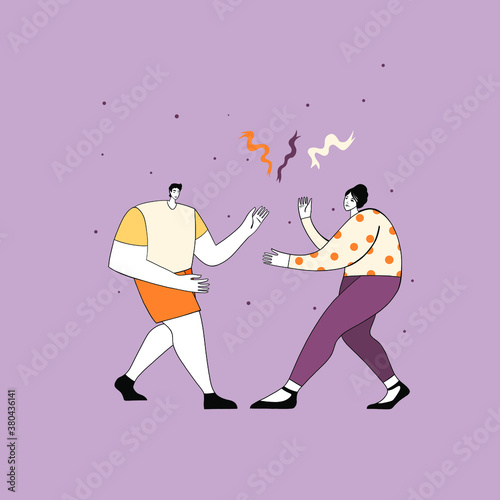 Happy people celebrate an important event. Joyful emotion. Flat vector illustration in cartoon style. Holiday