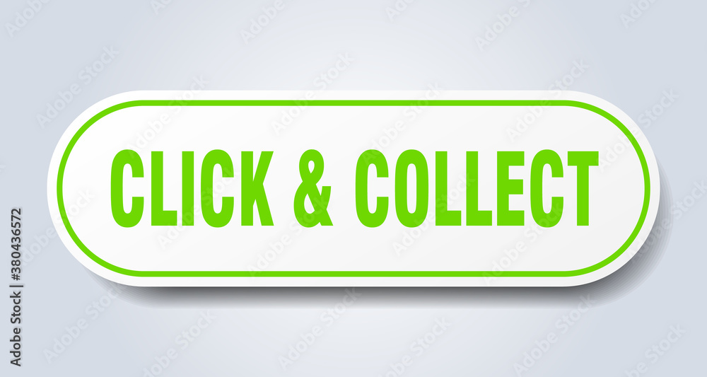 click & collect sign. rounded isolated button. white sticker click & collect sign. rounded isolated button. white sticker
