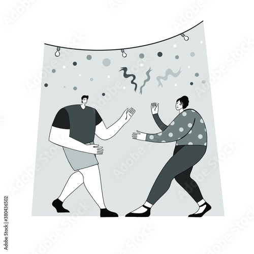 Happy people celebrate an important event. Joyful emotion. Flat vector illustration in cartoon style. Holiday