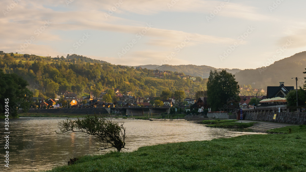 Scenic view of Szczawnica village, southern Poland. Summer in Pieniny Mountains. Scenic view of Szczawnica village, southern Poland. Summer in Pieniny Mountains.