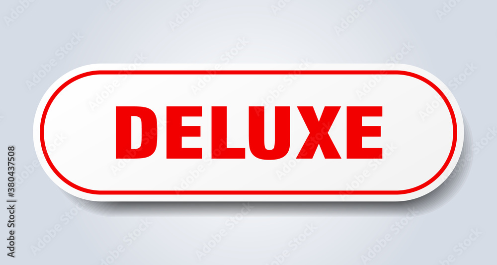 deluxe sign. rounded isolated button. white sticker deluxe sign. rounded isolated button. white sticker