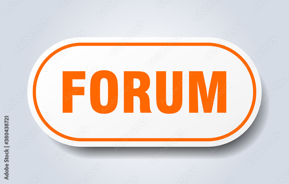 forum sign. rounded isolated button. white sticker forum sign. rounded isolated button. white sticker
