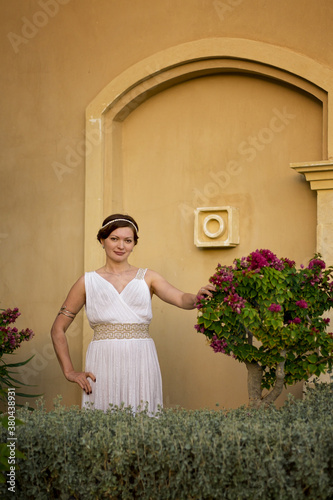 Girl in Greek style dress.