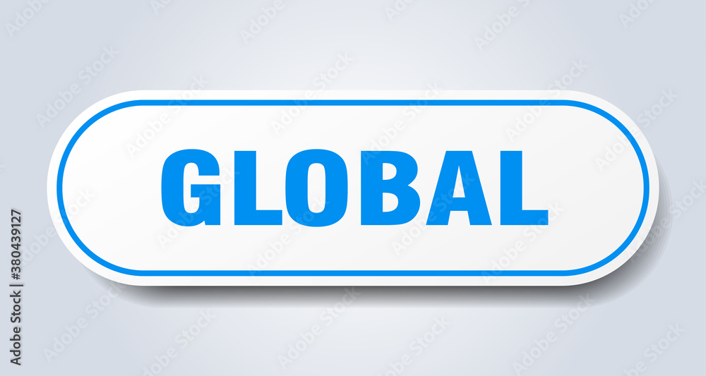 global sign. rounded isolated button. white sticker