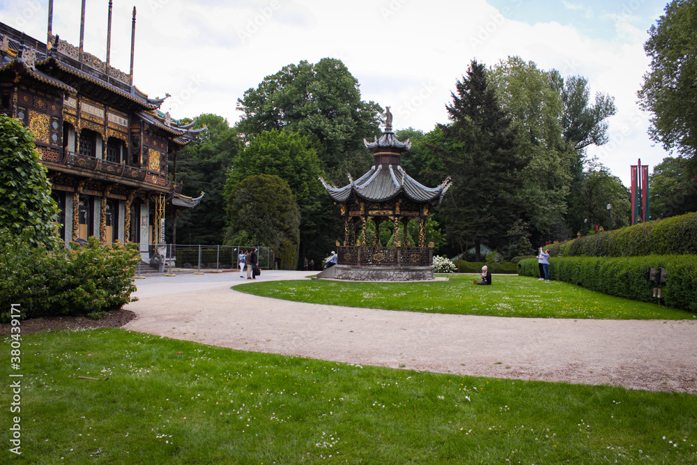 Brussels, Belgium - May 11, 2018: View Of The Chinese Pavilion In Royal Park
