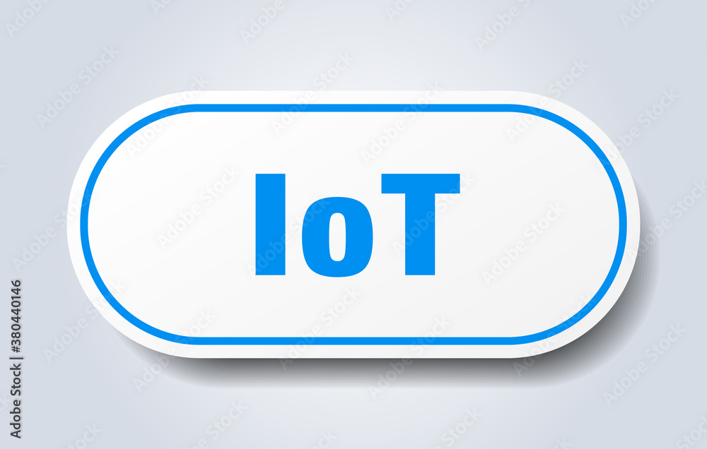 iot sign. rounded isolated button. white sticker iot sign. rounded isolated button. white sticker