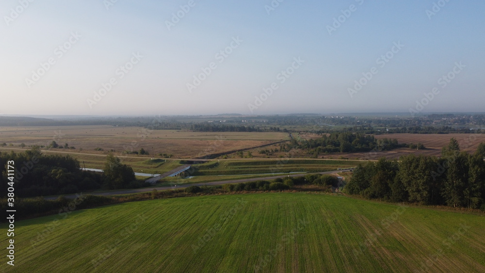 Top view of a large agricultural field. Landscape from above