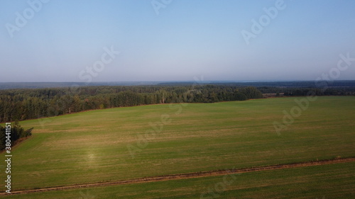 Top view of a large agricultural field. Landscape from above