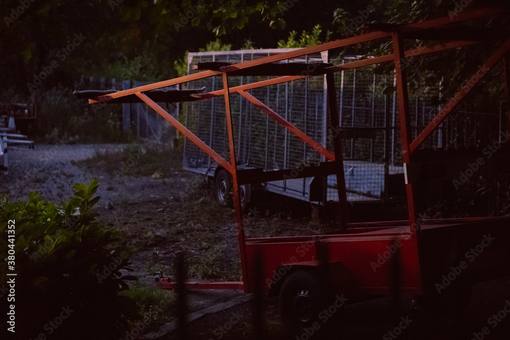 Red Cart in a Abbandoned Storage Outdoor Red Cart in a Abbandoned Storage Outdoor