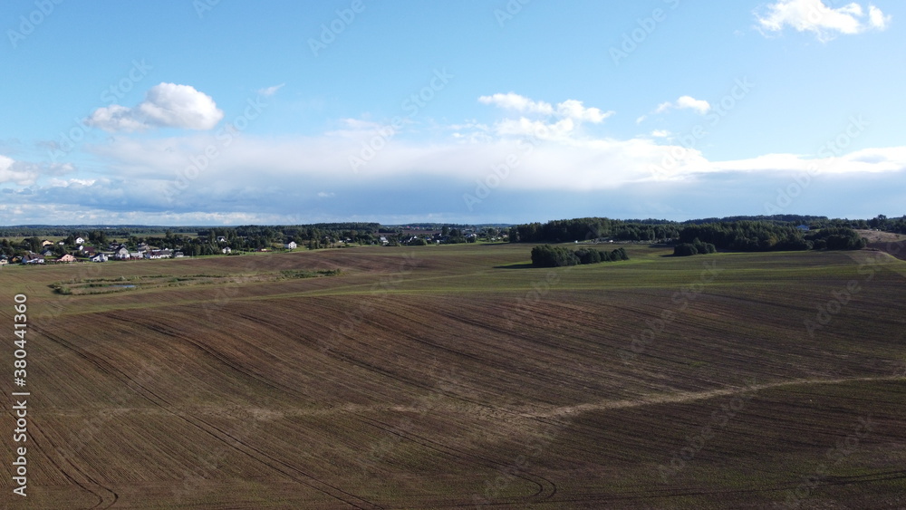 Top view of a large agricultural field. Landscape from above