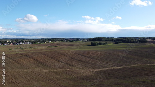 Top view of a large agricultural field. Landscape from above