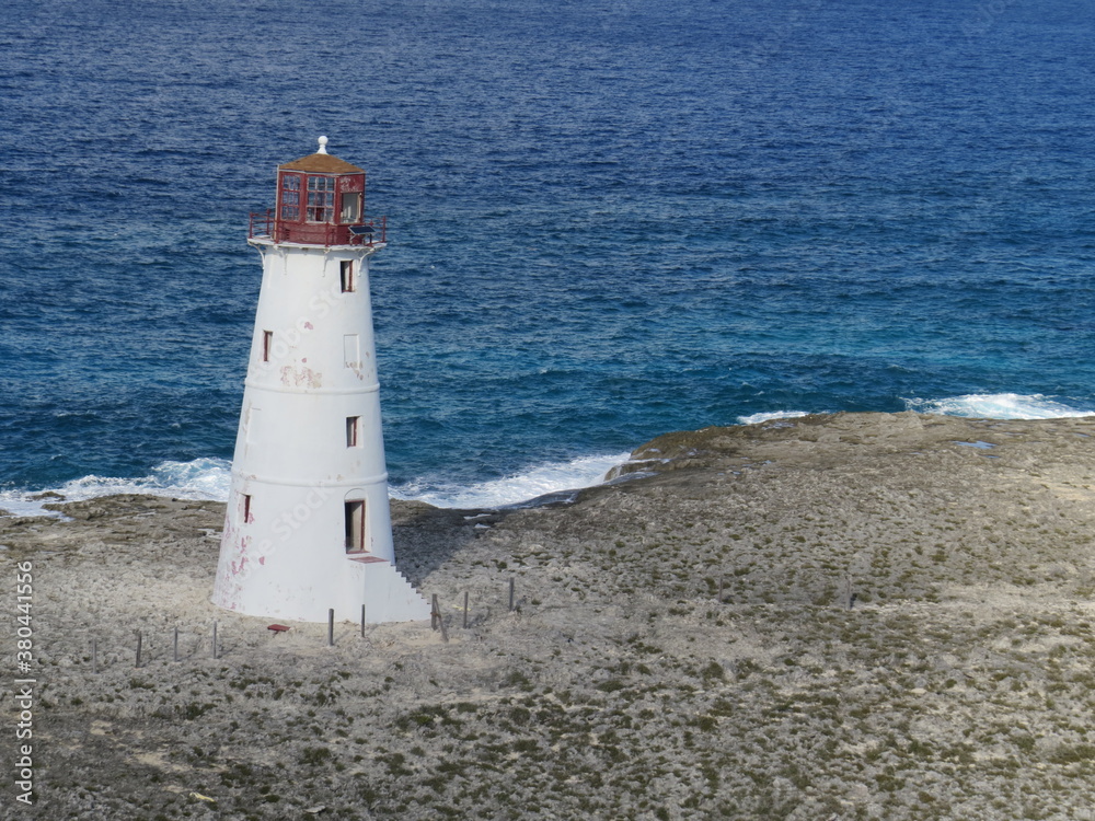 Lighthouse on the coast of an island.