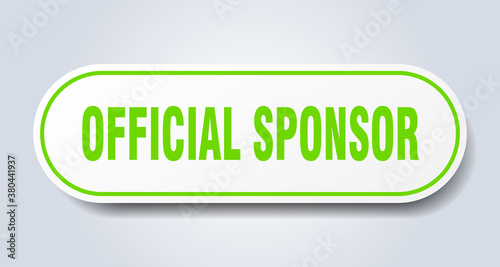 official sponsor sign. rounded isolated button. white sticker