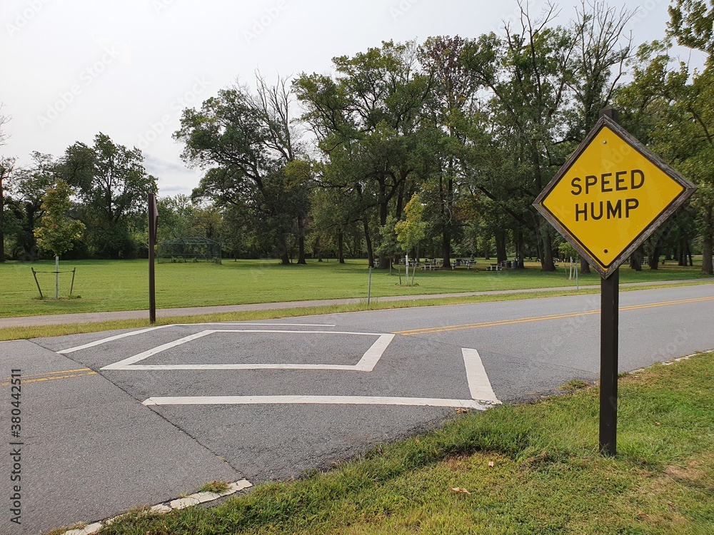 Speed hump sign Stock Photo Adobe Stock