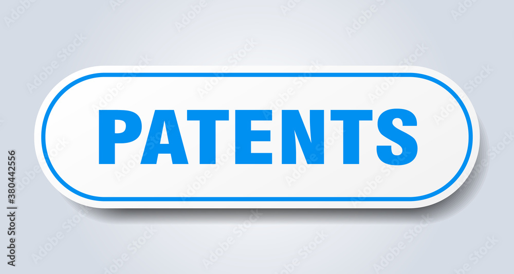 patents sign. rounded isolated button. white sticker patents sign. rounded isolated button. white sticker