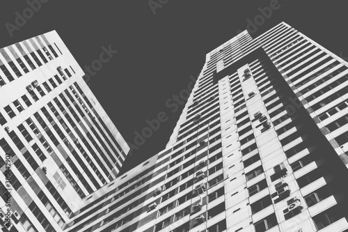 Low angle view of a skyscraper in a monochrome mode