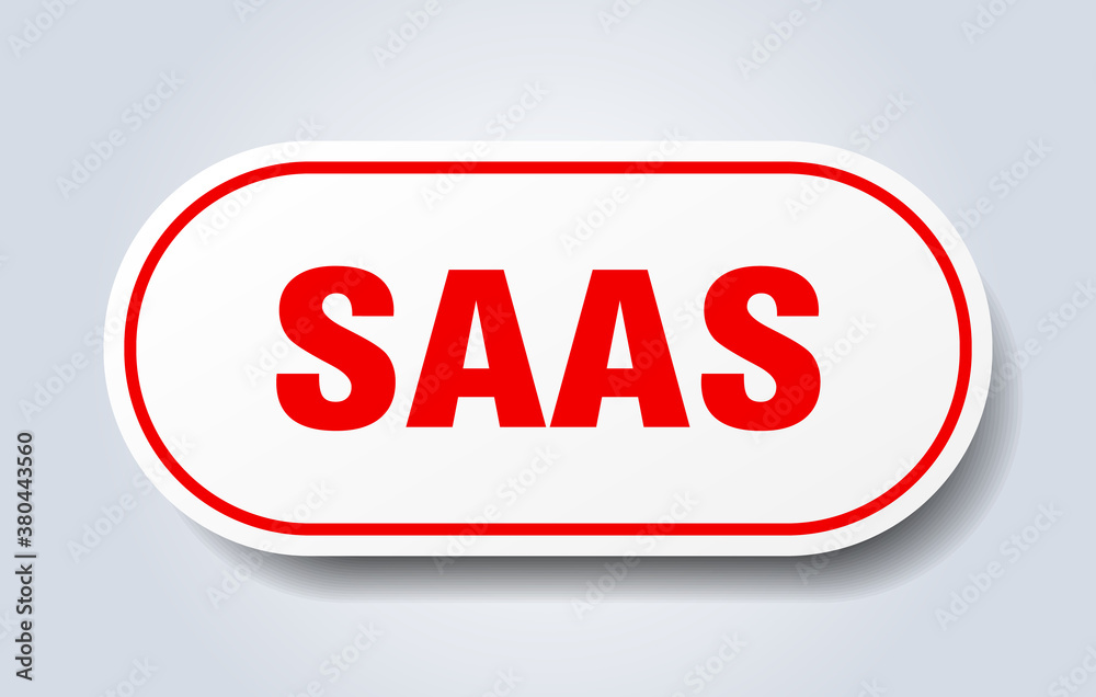 saas sign. rounded isolated button. white sticker saas sign. rounded isolated button. white sticker