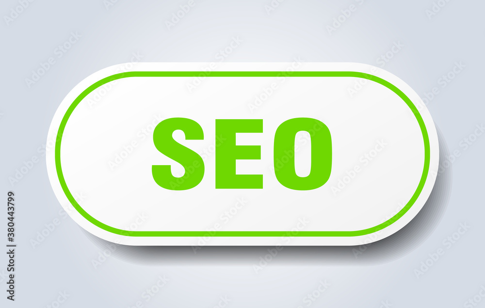 seo sign. rounded isolated button. white sticker seo sign. rounded isolated button. white sticker