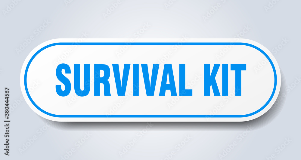 survival kit sign. rounded isolated button. white sticker survival kit sign. rounded isolated button. white sticker