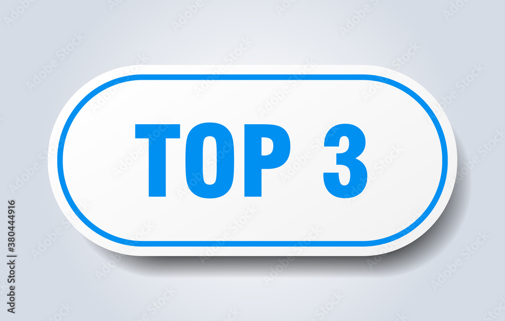 top 3 sign. rounded isolated button. white sticker top 3 sign. rounded isolated button. white sticker