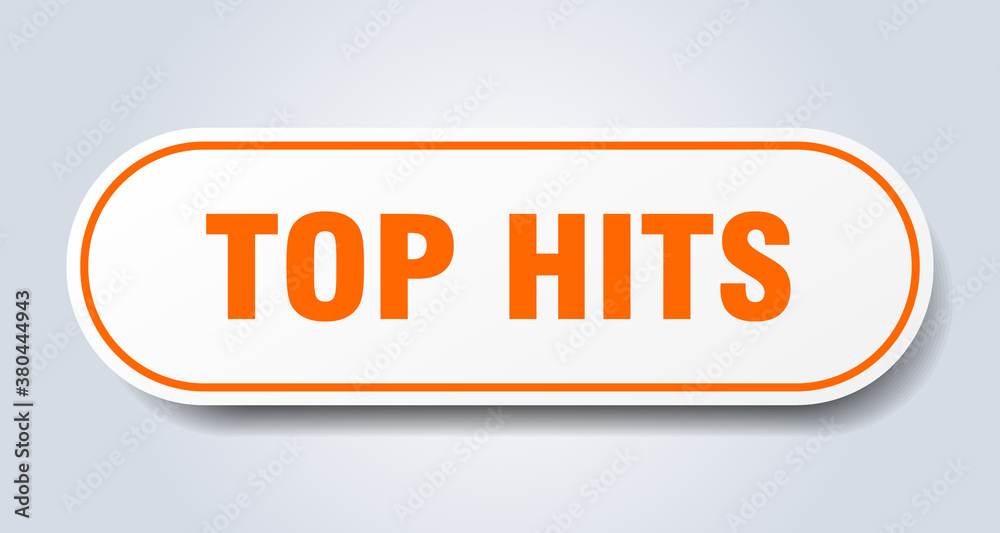 top hits sign. rounded isolated button. white sticker top hits sign. rounded isolated button. white sticker