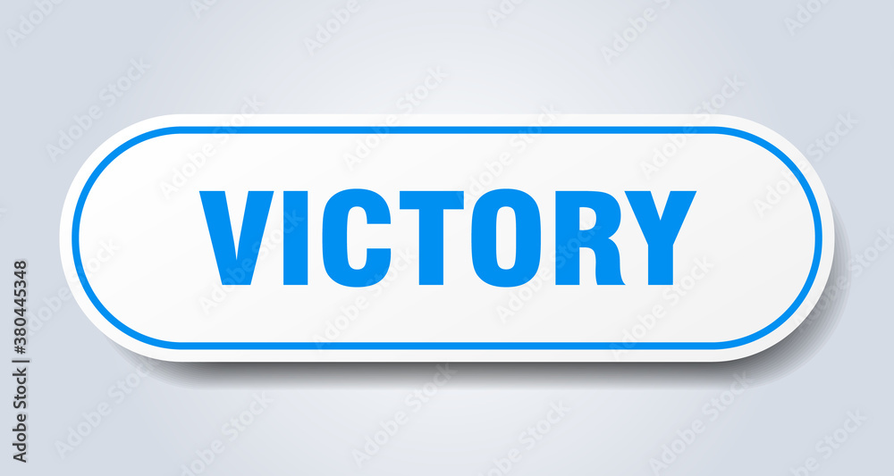 victory sign. rounded isolated button. white sticker victory sign. rounded isolated button. white sticker