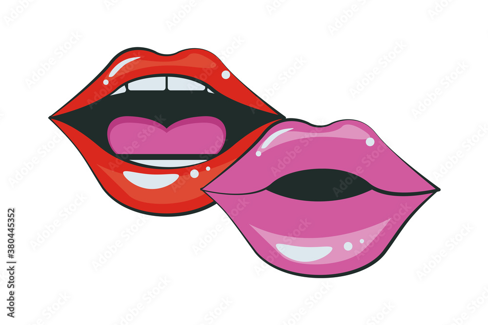sexi female mouths red and pink colors pop art style sexi female mouths red and pink colors pop art style
