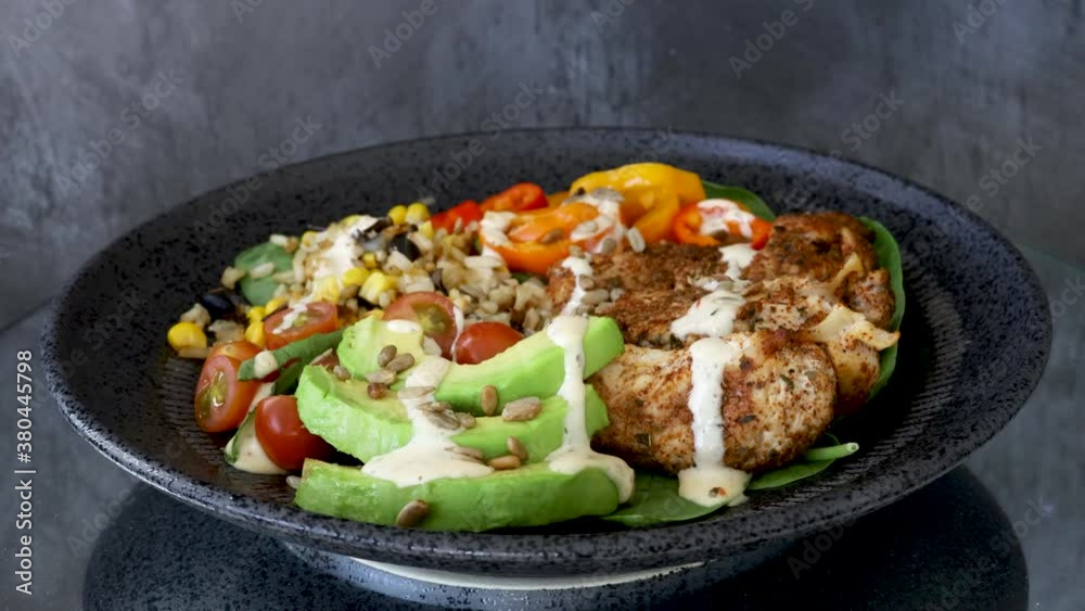 Rotating Chicken Southwest Salad with peppers and Avocado Rotating Chicken Southwest Salad with peppers and Avocado