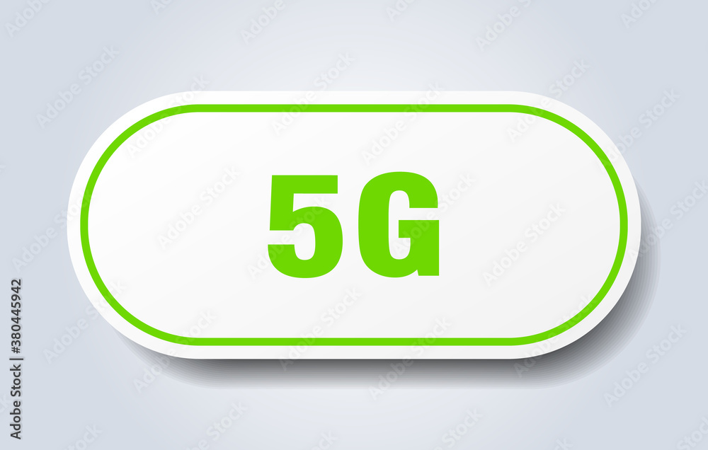 5g sign. rounded isolated button. white sticker 5g sign. rounded isolated button. white sticker