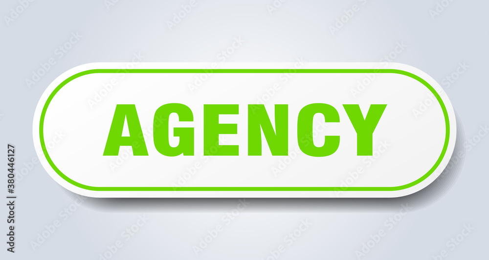 agency sign. rounded isolated button. white sticker agency sign. rounded isolated button. white sticker
