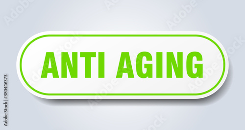 anti aging sign. rounded isolated button. white sticker