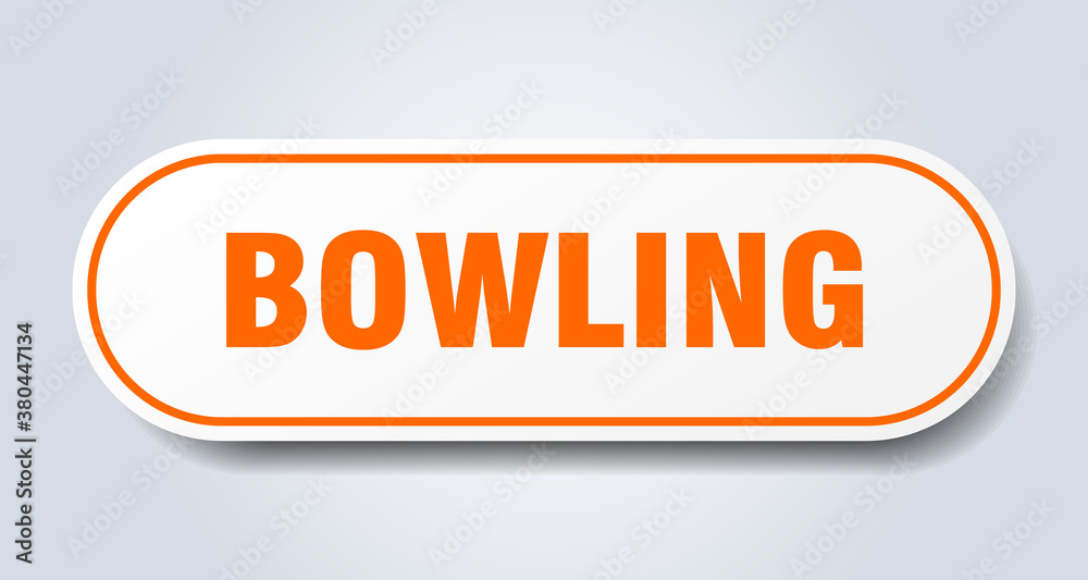 bowling sign. rounded isolated button. white sticker bowling sign. rounded isolated button. white sticker