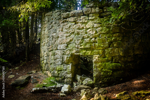 Historic kiln ruins in the forest at Toft Point in Door County  Wisconsin