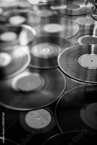 Black and white vinyl records photo