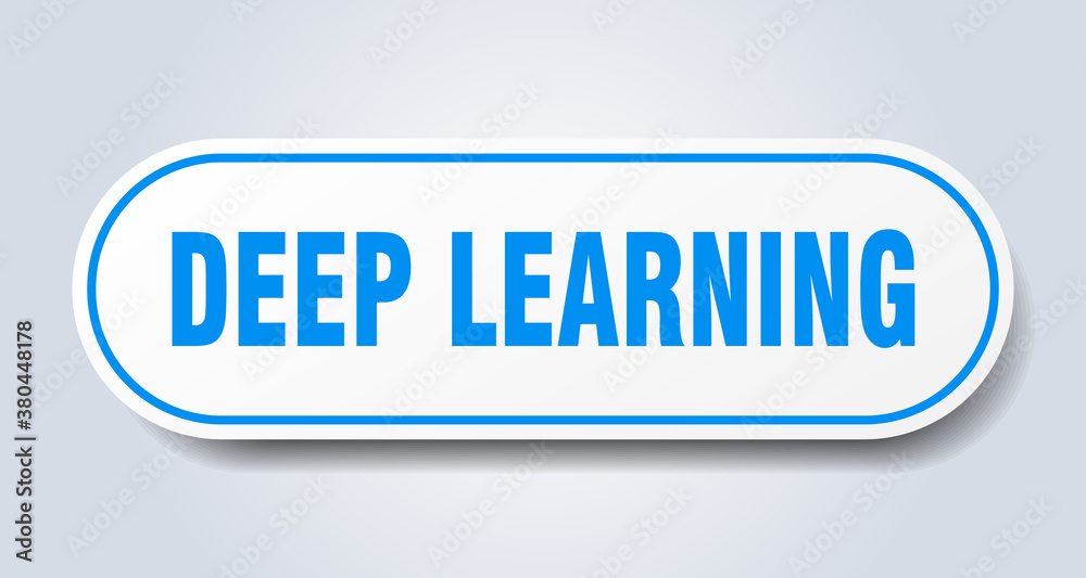 deep learning sign. rounded isolated button. white sticker deep learning sign. rounded isolated button. white sticker