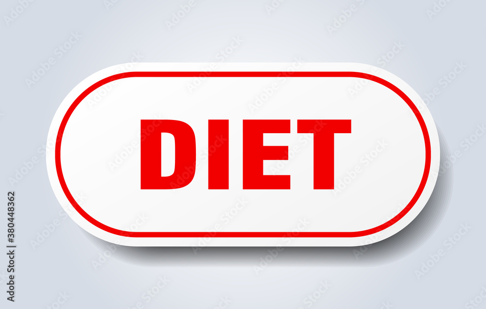 diet sign. rounded isolated button. white sticker diet sign. rounded isolated button. white sticker