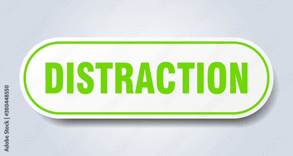 distraction sign. rounded isolated button. white sticker distraction sign. rounded isolated button. white sticker