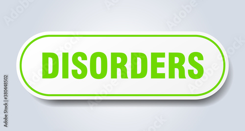 disorders sign. rounded isolated button. white sticker