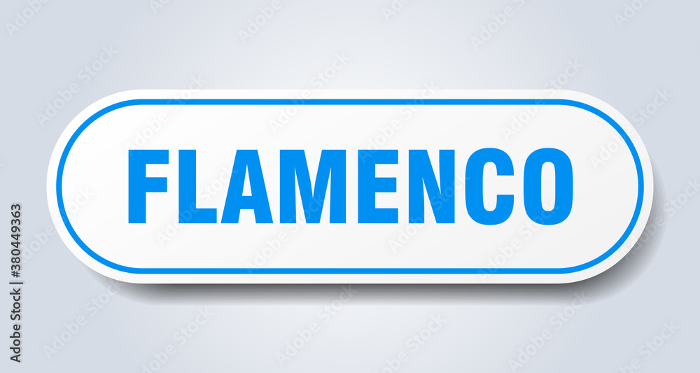 flamenco sign. rounded isolated button. white sticker