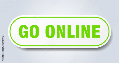 go online sign. rounded isolated button. white sticker