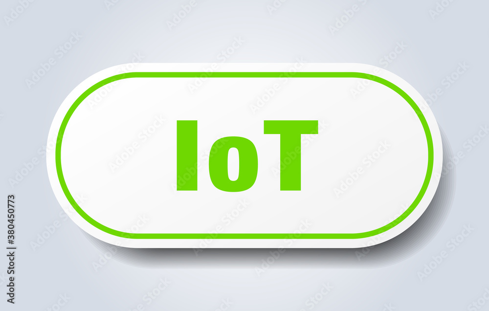 iot sign. rounded isolated button. white sticker iot sign. rounded isolated button. white sticker