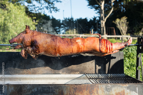 pig on a spit barbeque, 3 hours on the spit photo