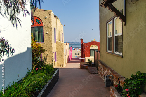 Street with colorful houses in Capitola. photo
