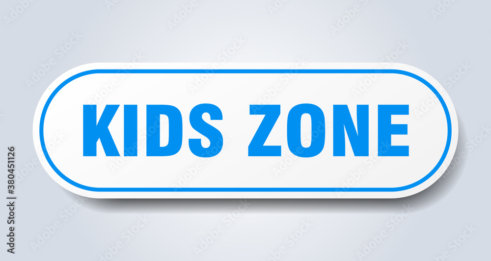 kids zone sign. rounded isolated button. white sticker kids zone sign. rounded isolated button. white sticker