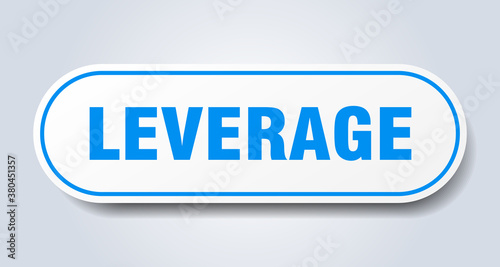 leverage sign. rounded isolated button. white sticker