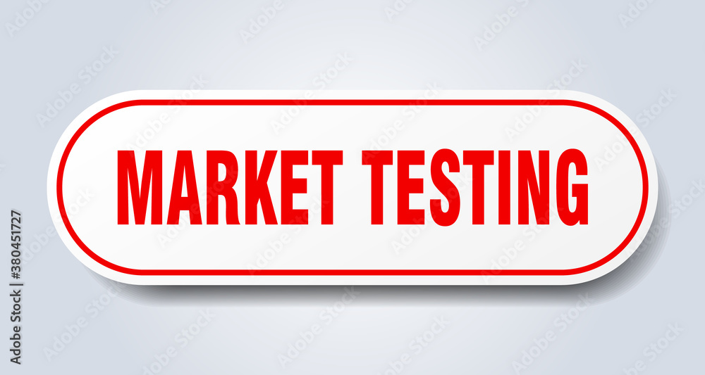 market testing sign. rounded isolated button. white sticker market testing sign. rounded isolated button. white sticker