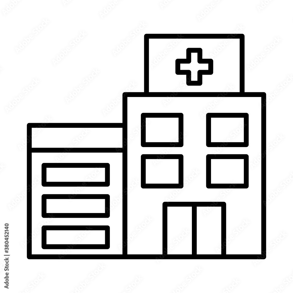 hospital building icon, line style hospital building icon, line style