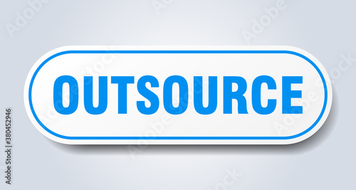 outsource sign. rounded isolated button. white sticker