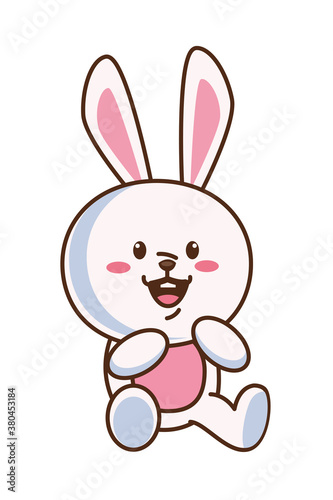 cute little rabbit funny seated character
