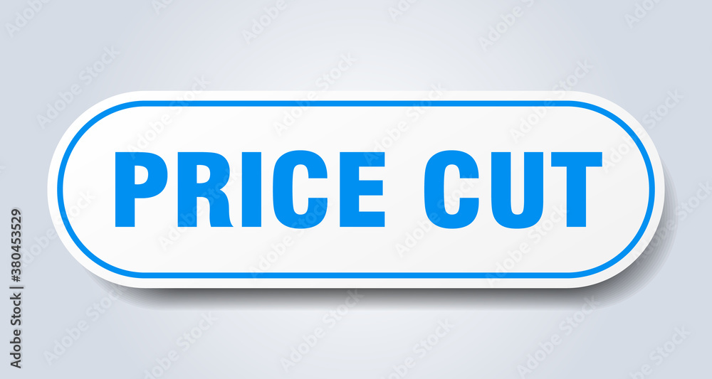 price cut sign. rounded isolated button. white sticker price cut sign. rounded isolated button. white sticker